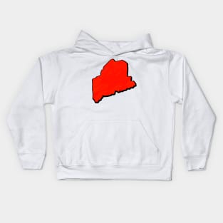 Bright Red Maine Outline Kids Hoodie